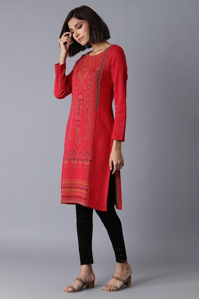 Tile Blue PC Jacquard kurta - wforwoman