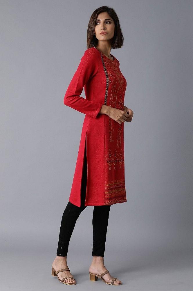 Tile Blue PC Jacquard kurta - wforwoman