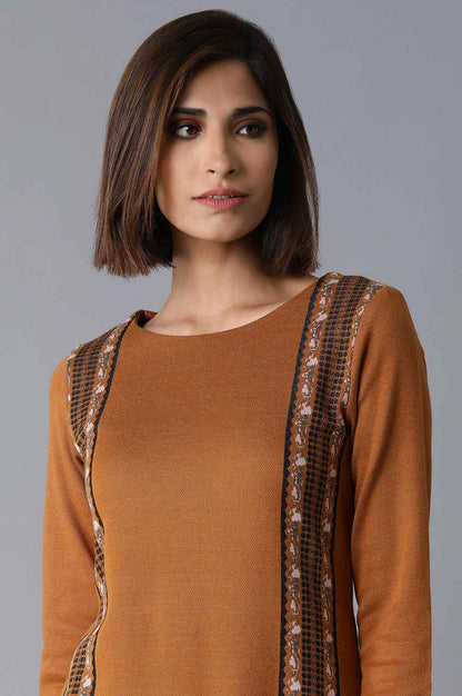 Mustard PC Jacquard kurta - wforwoman