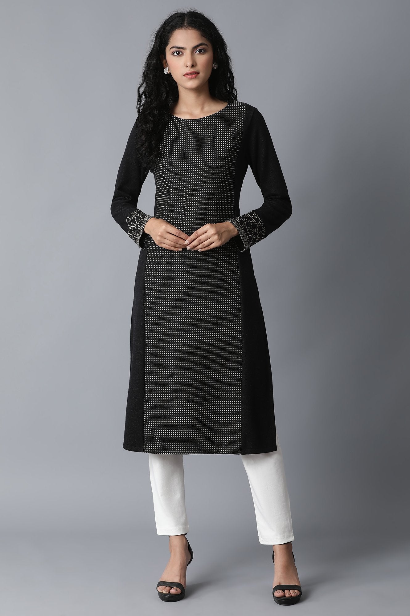 Black PC Jacquard kurta