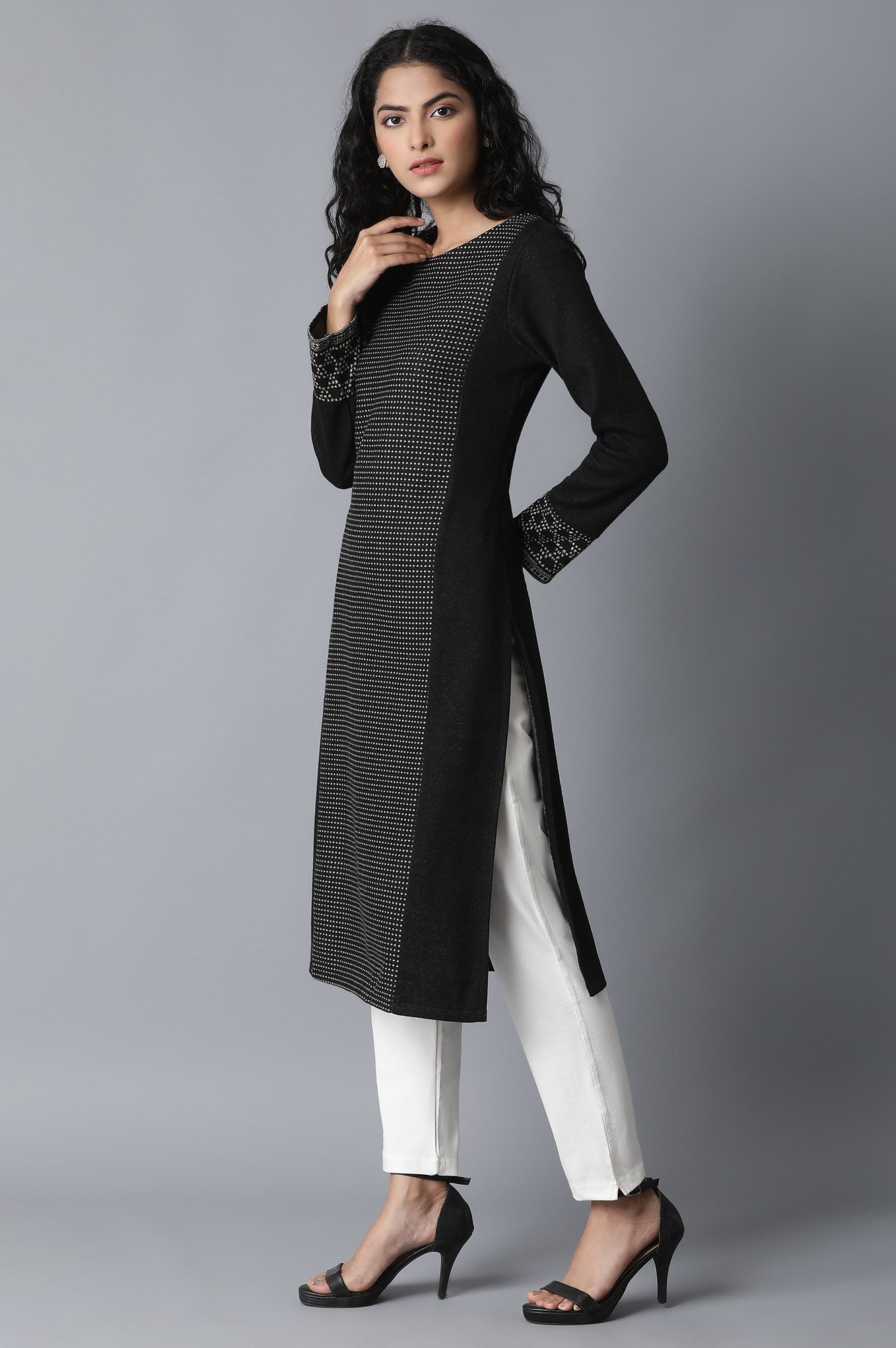 Black PC Jacquard kurta