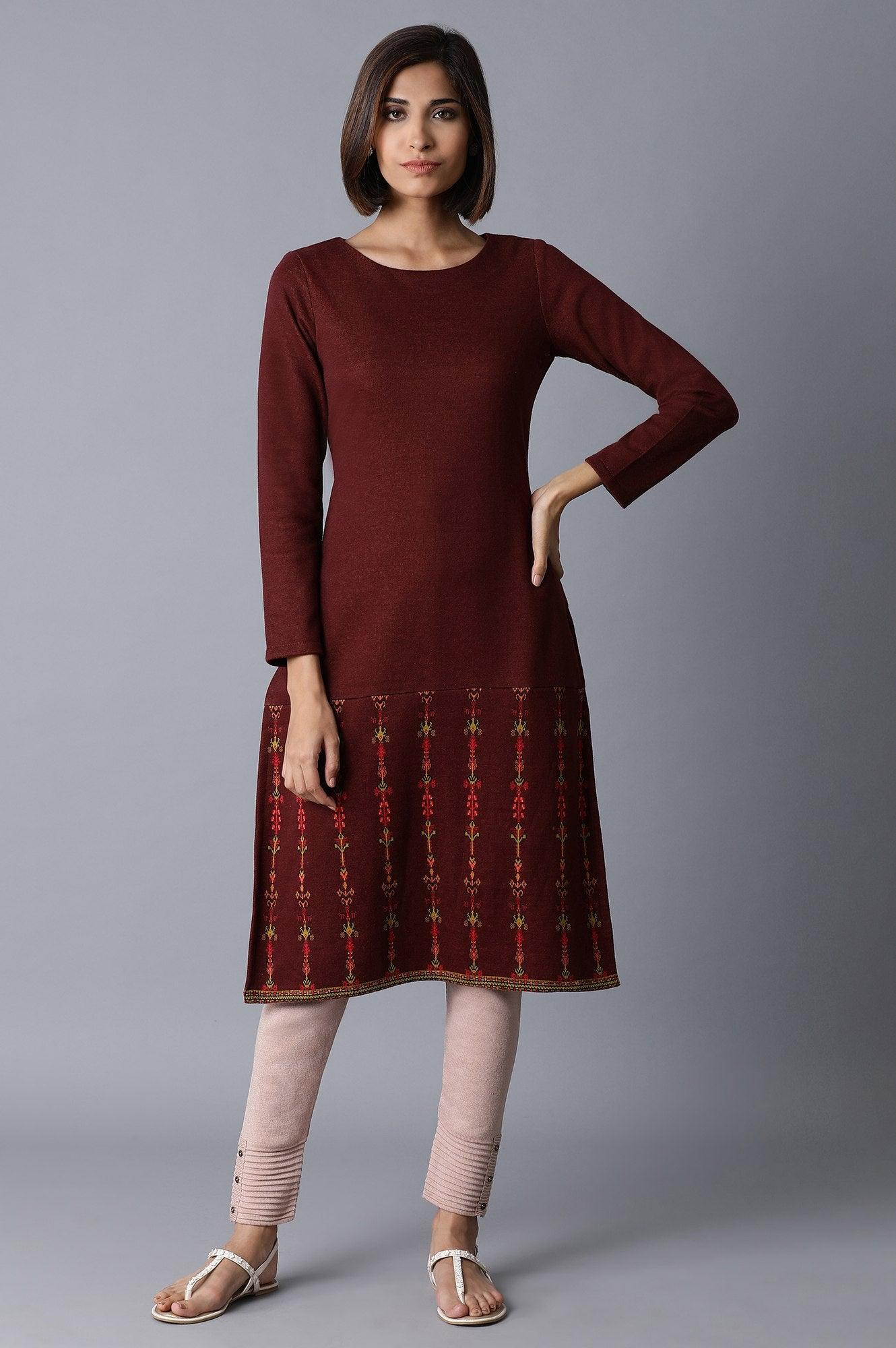 Purple Jacquard kurta - wforwoman