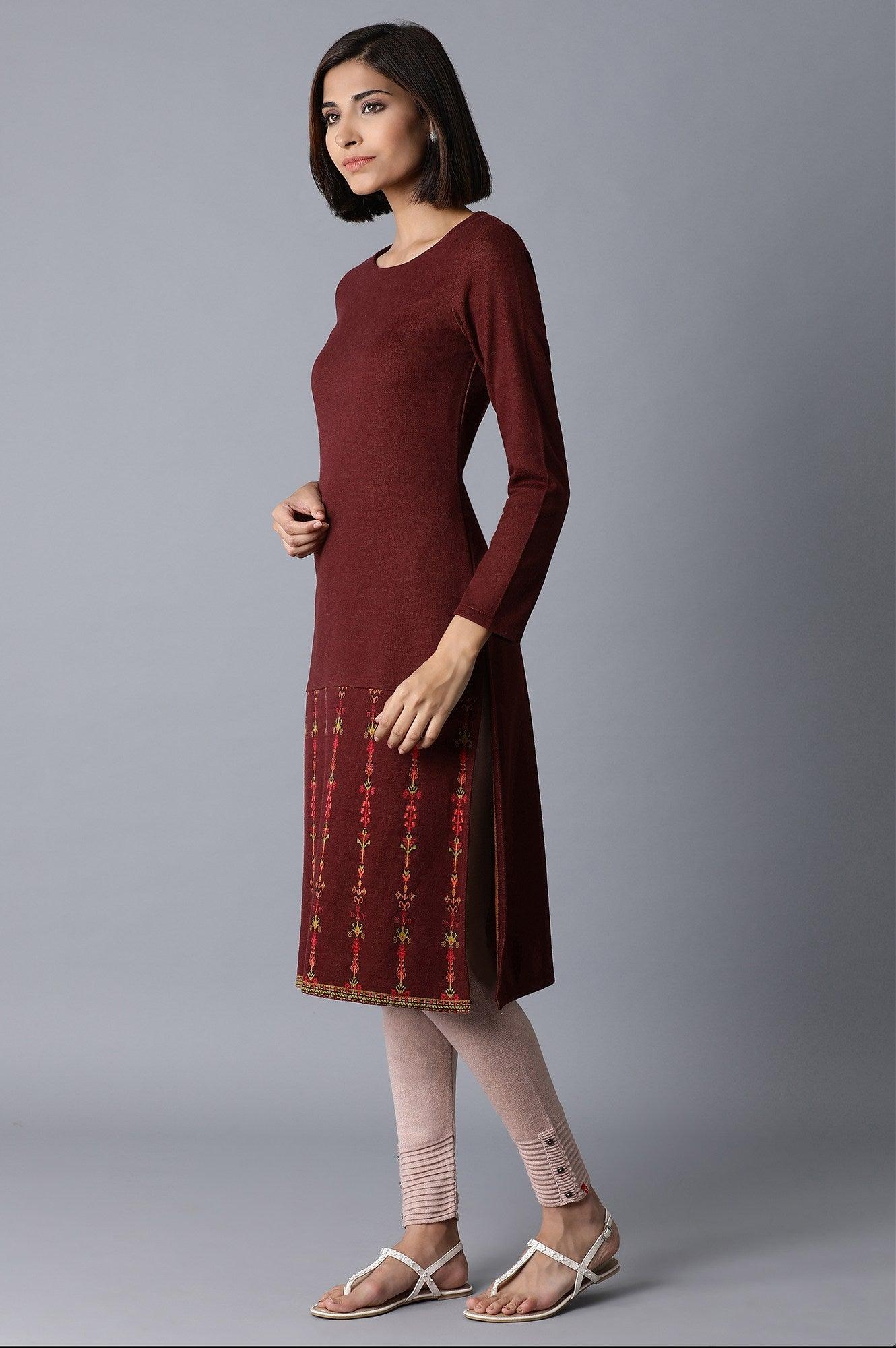 Purple Jacquard kurta - wforwoman