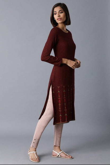 Purple Jacquard kurta - wforwoman