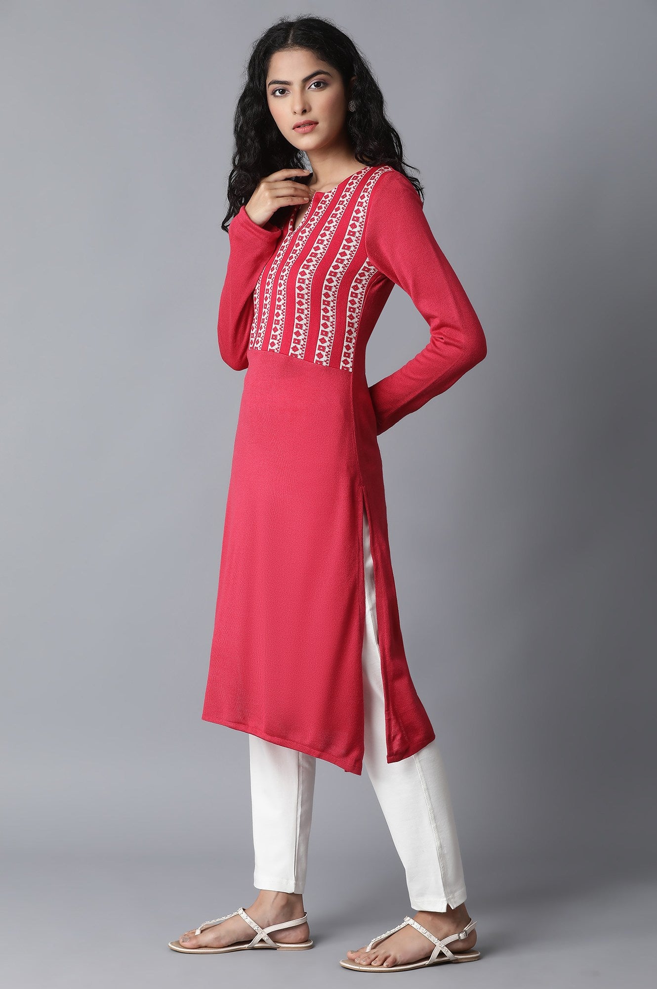 Raspberry Rose Acrylic kurta