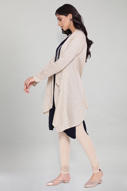 Beige Circular Flared Cardigan