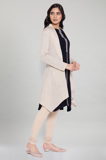 Beige Circular Flared Cardigan