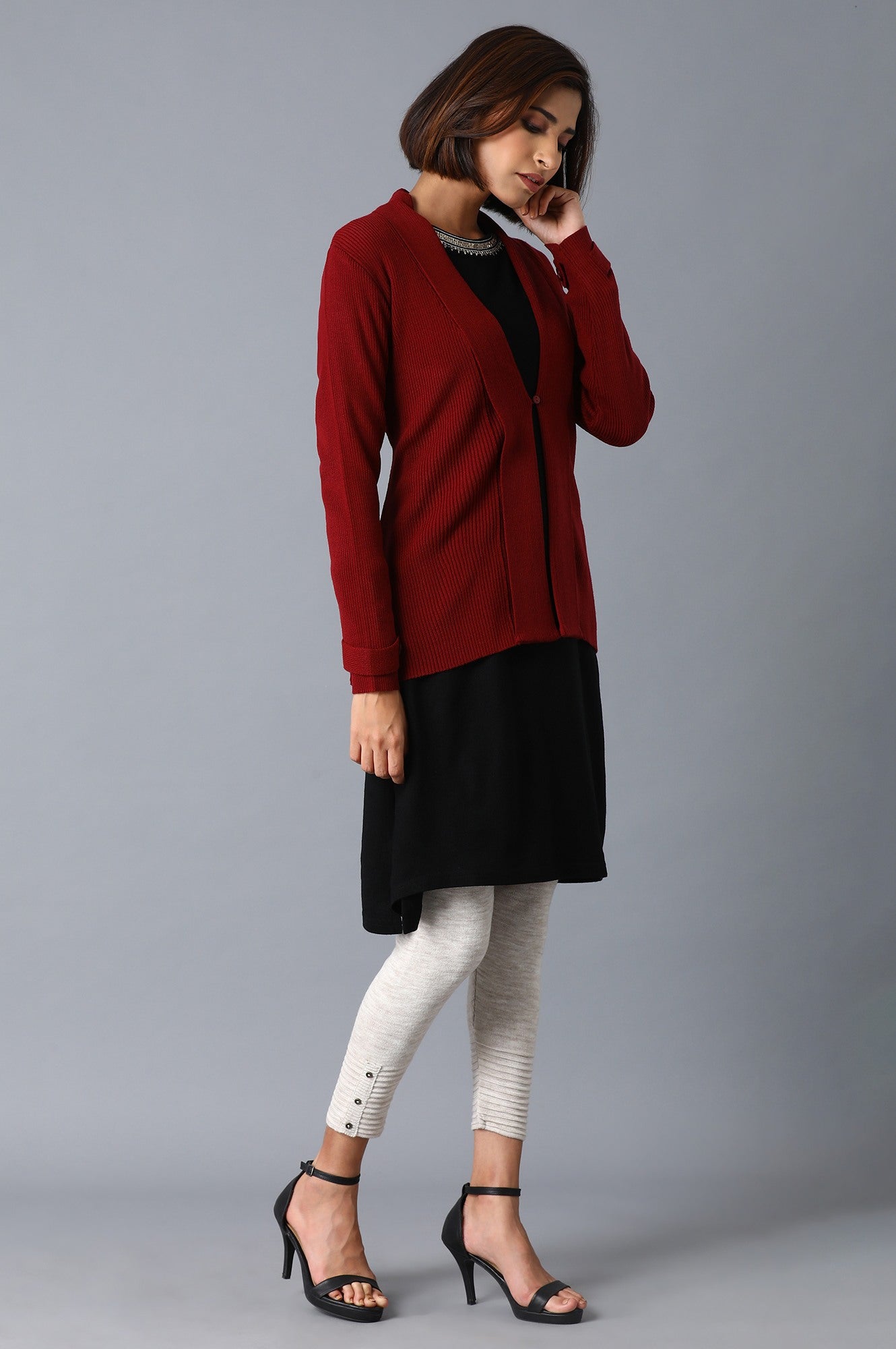 Garnet Red Short Cardigan