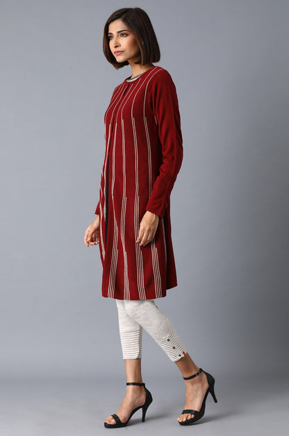 Garnet Red Flared Cardigan