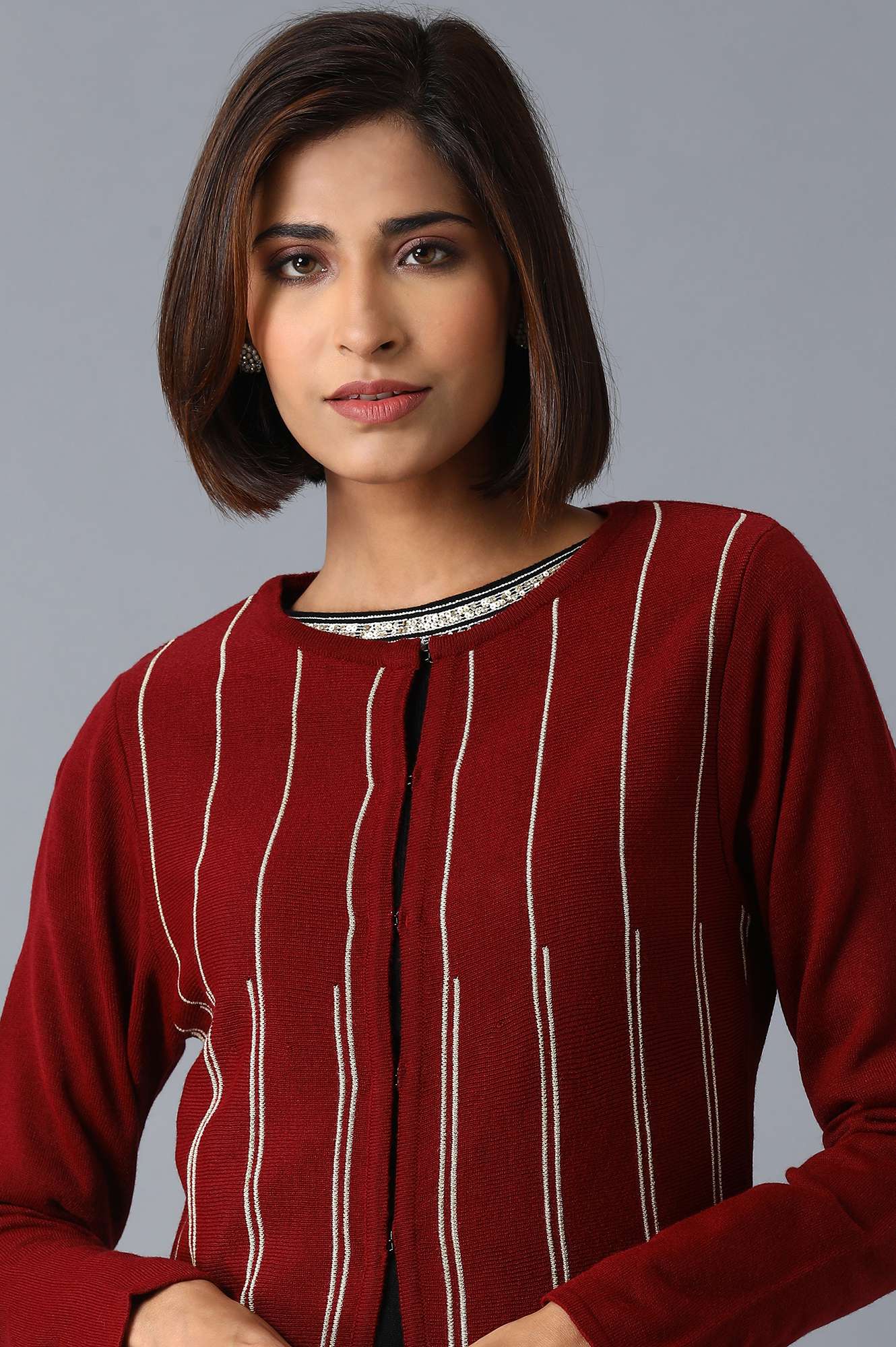 Garnet Red Flared Cardigan