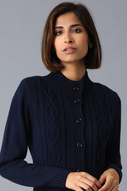 Dark Blue Knitted Jacket