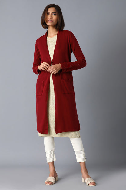 Garnet Red Long Cardigan