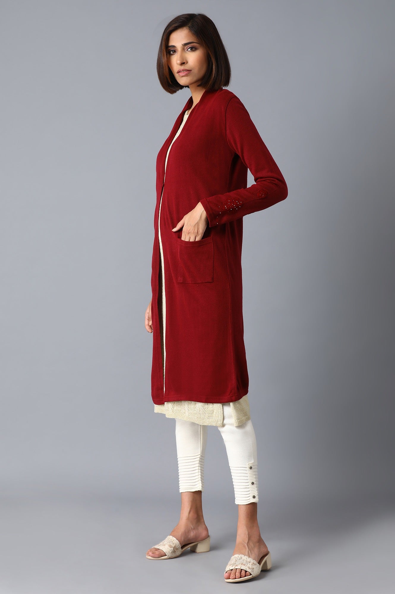 Garnet Red Long Cardigan