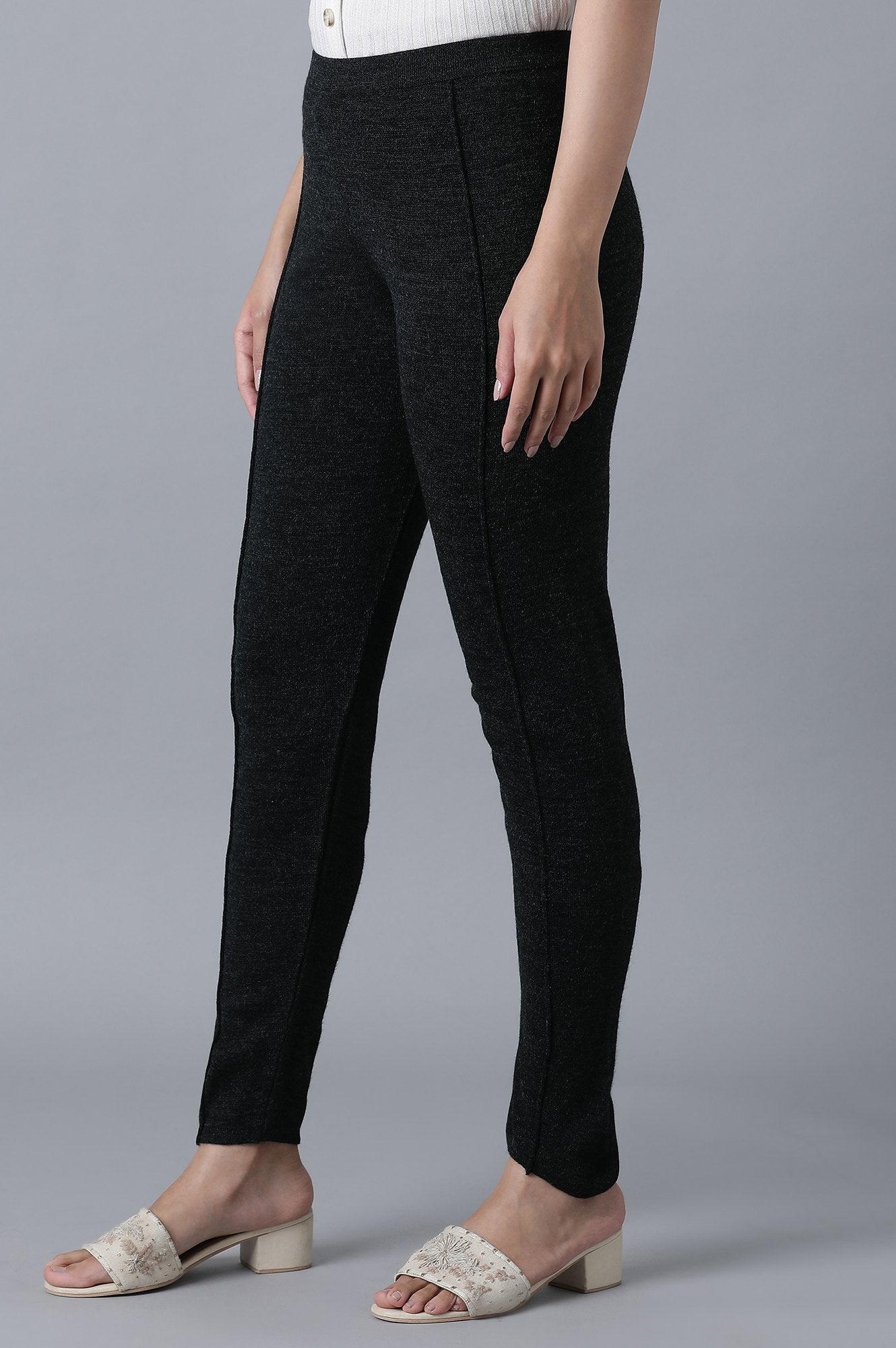 Dark Grey Pintuck Leggings - wforwoman