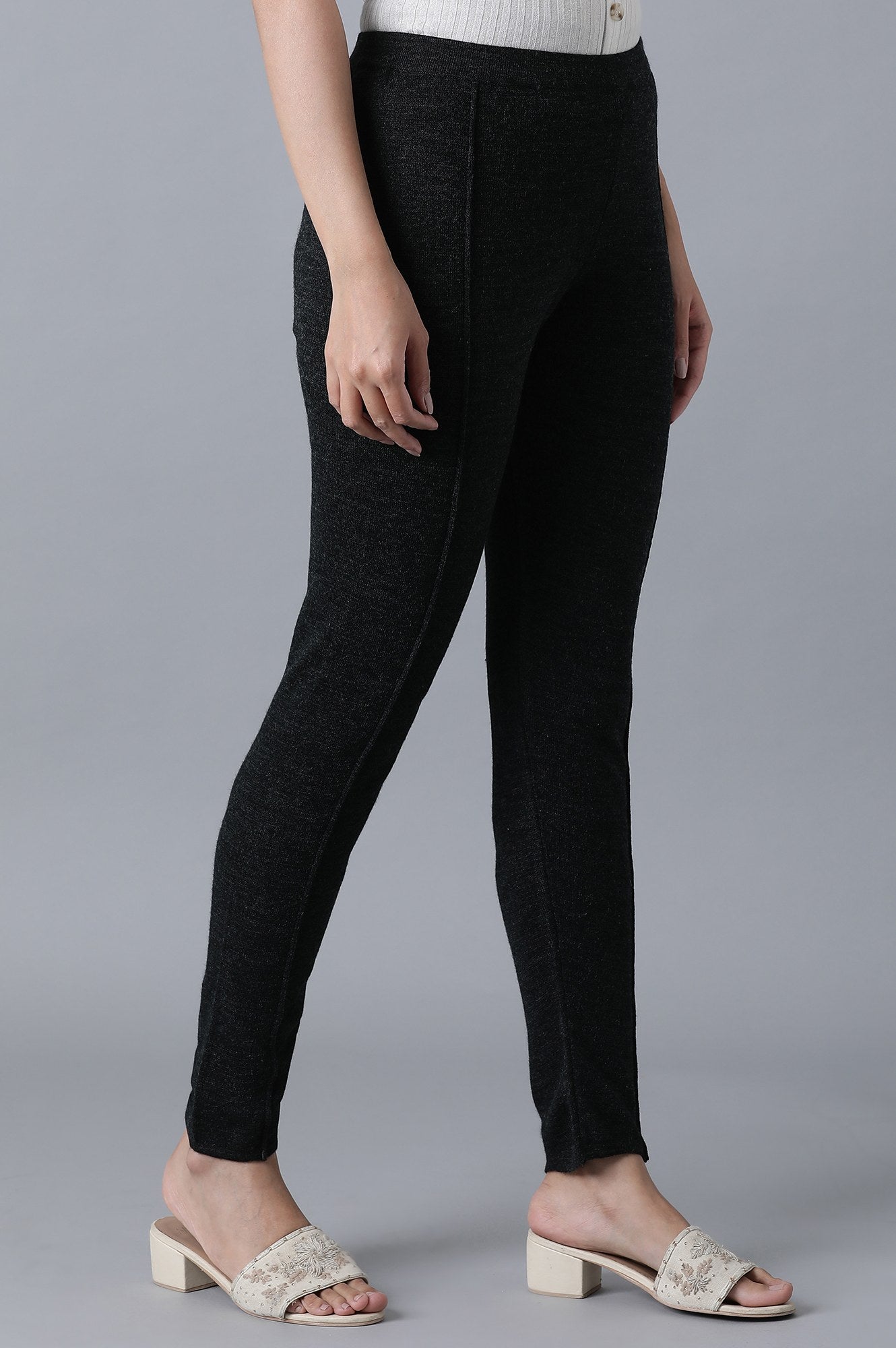 Dark Grey Pintuck Leggings - wforwoman