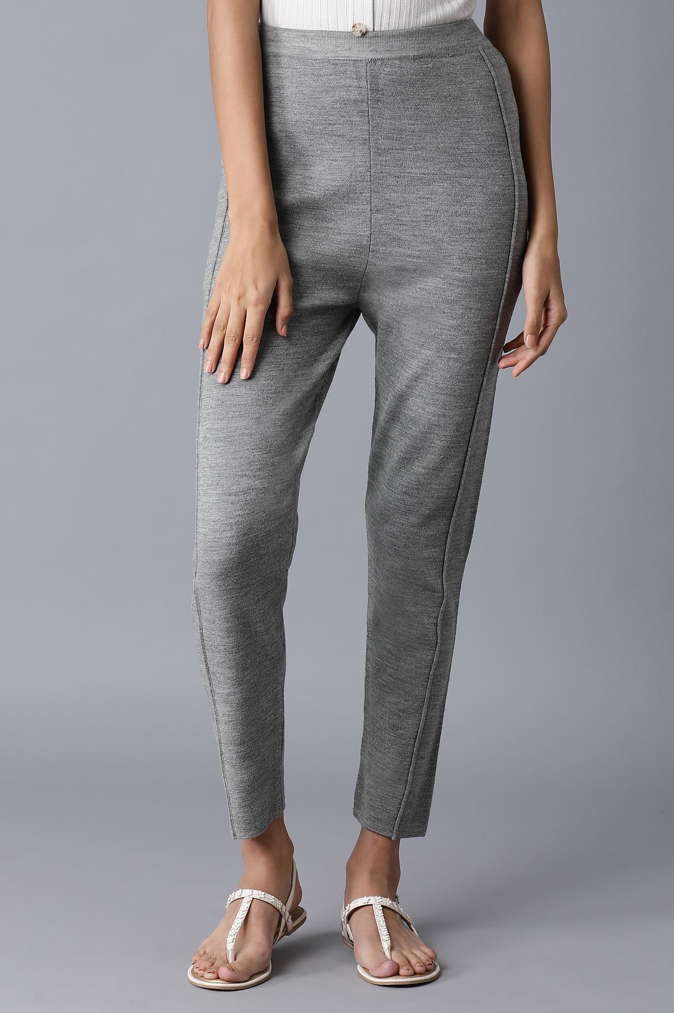 Grey Pintuck Basic Leggings