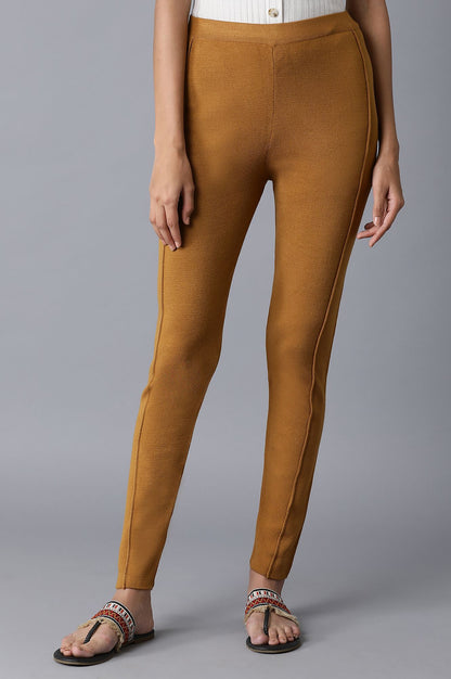 Dark Yellow Pintuck Basic Leggings