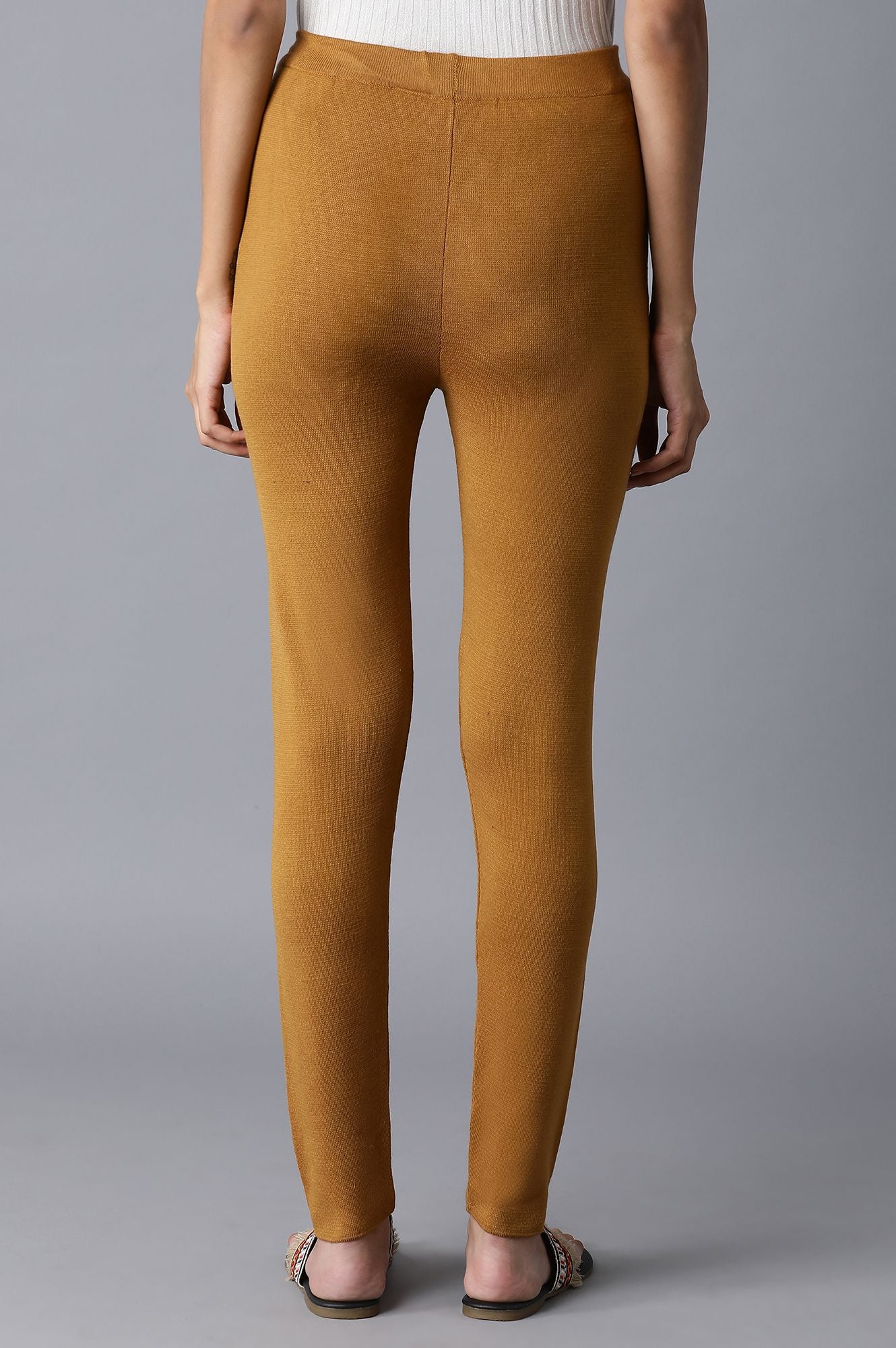 Dark Yellow Pintuck Basic Leggings