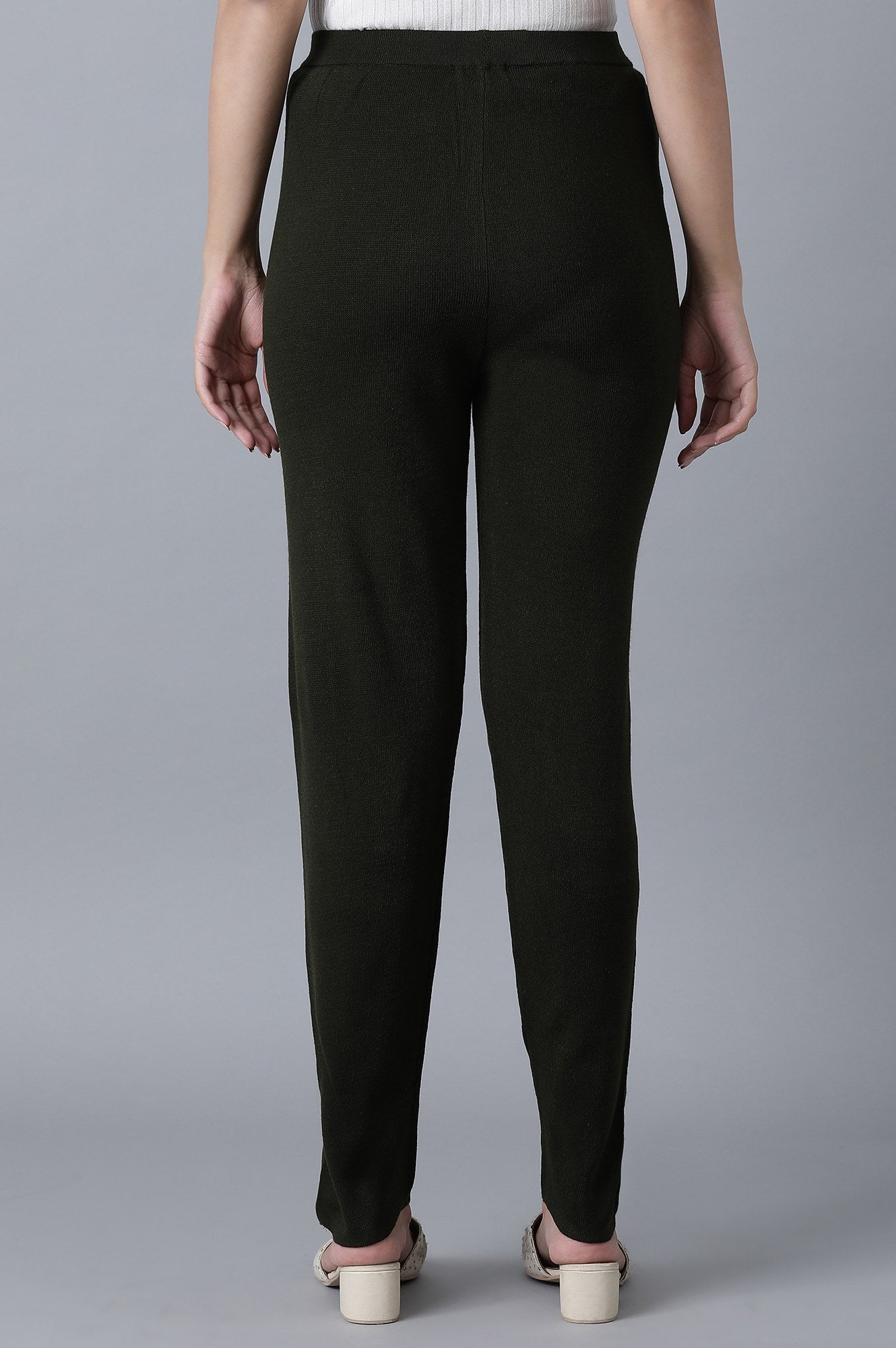 Olive Green Pintuck Leggings