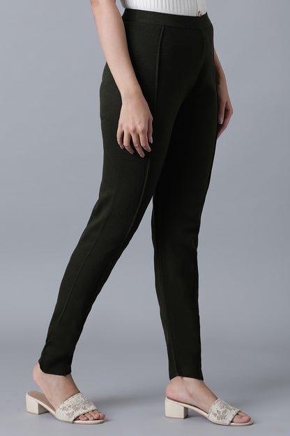 Olive Green Pintuck Leggings