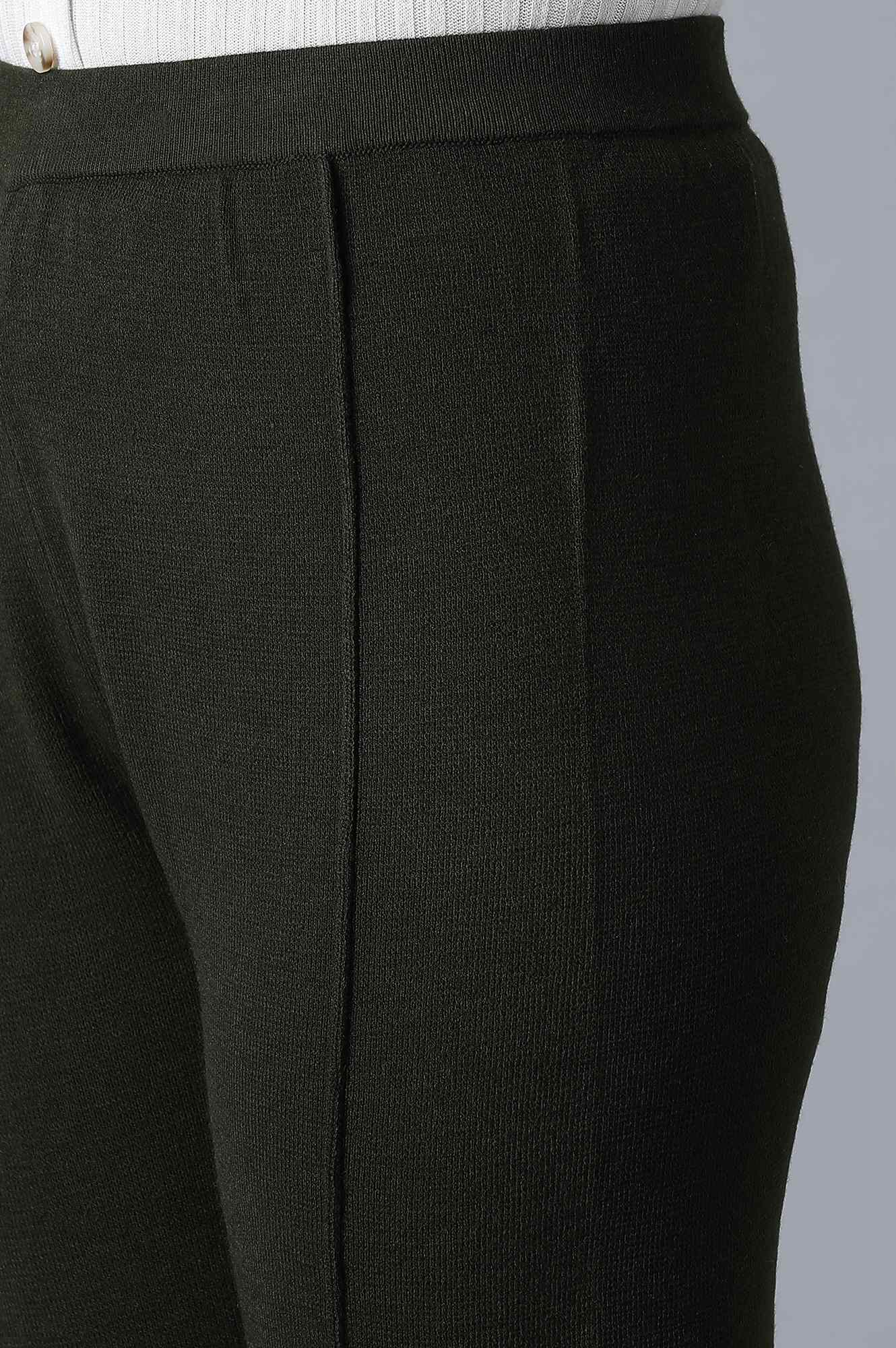 Olive Green Pintuck Leggings