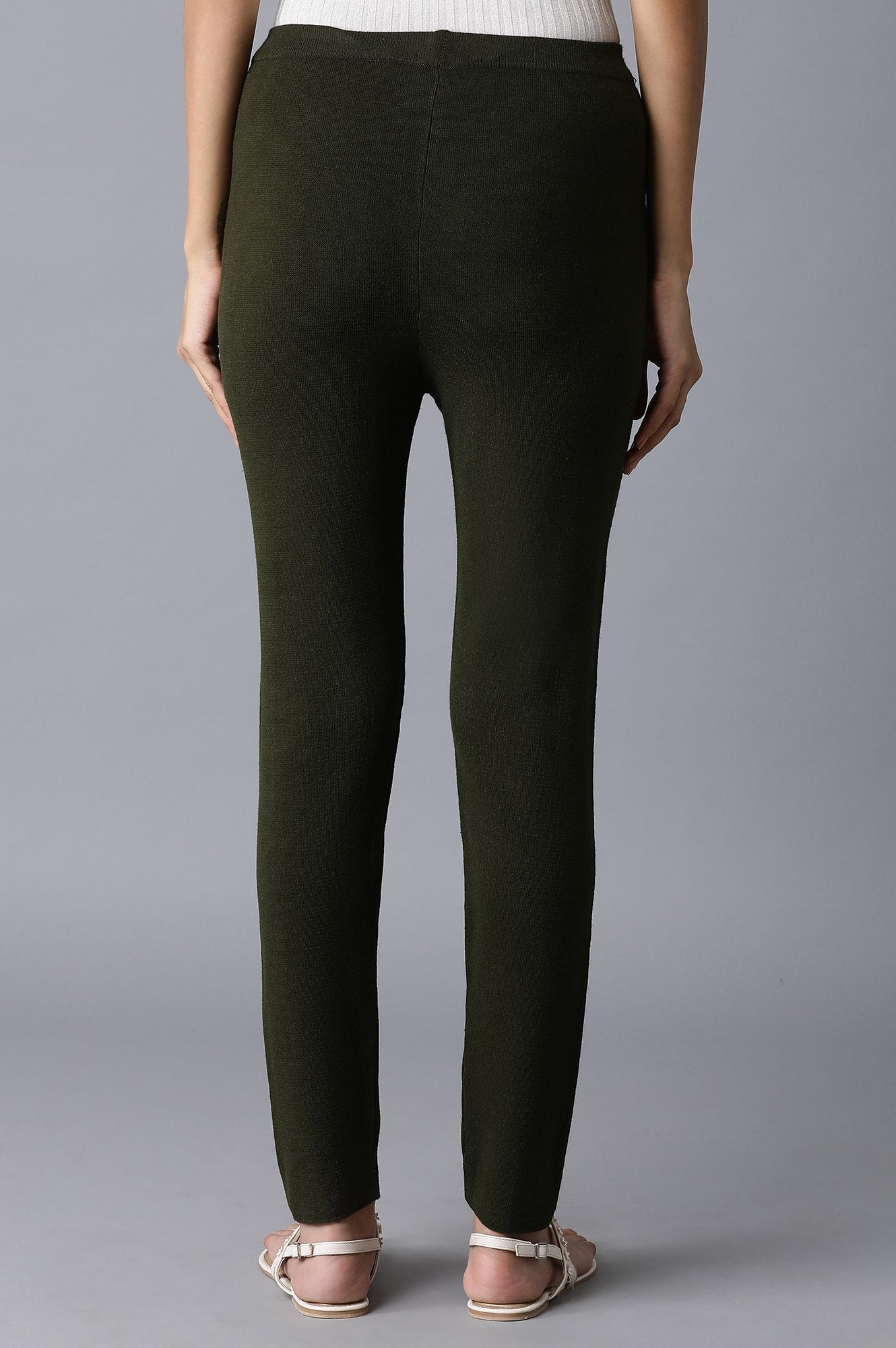 Olive Pintuck Basic Leggings