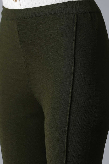 Olive Pintuck Basic Leggings