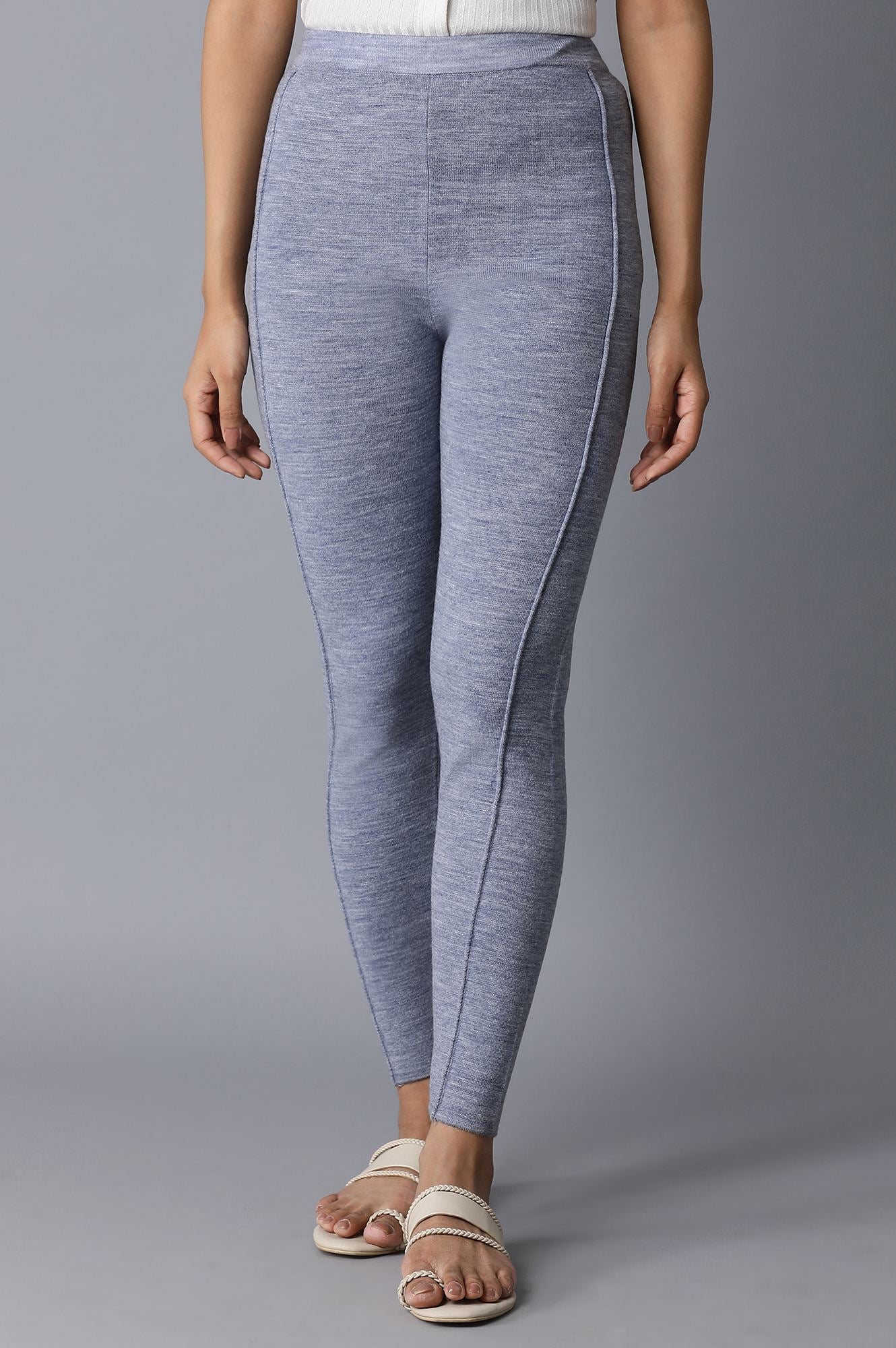 Light Blue Pintuck Basic Leggings