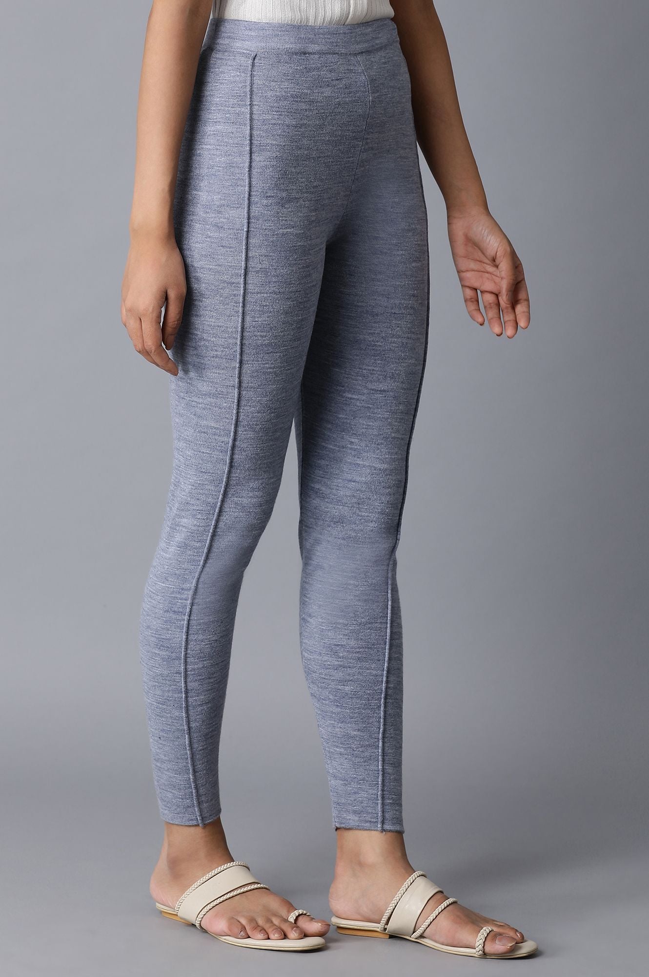 Light Blue Pintuck Basic Leggings