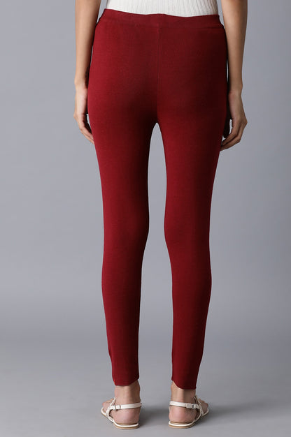 Garnet Red Pintuck Basic Leggings