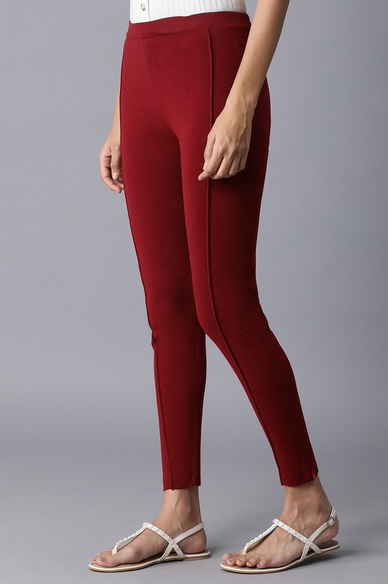 Garnet Red Pintuck Basic Leggings