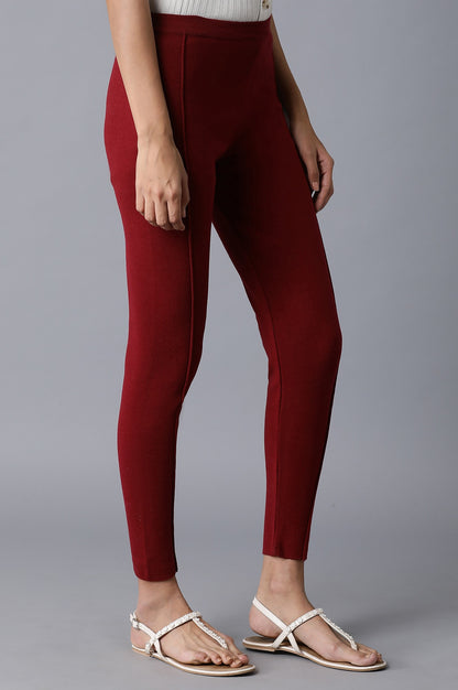 Garnet Red Pintuck Basic Leggings