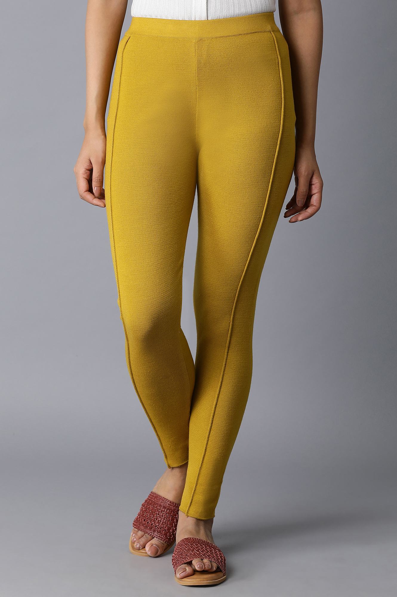 Yellow Pintuck Leggings