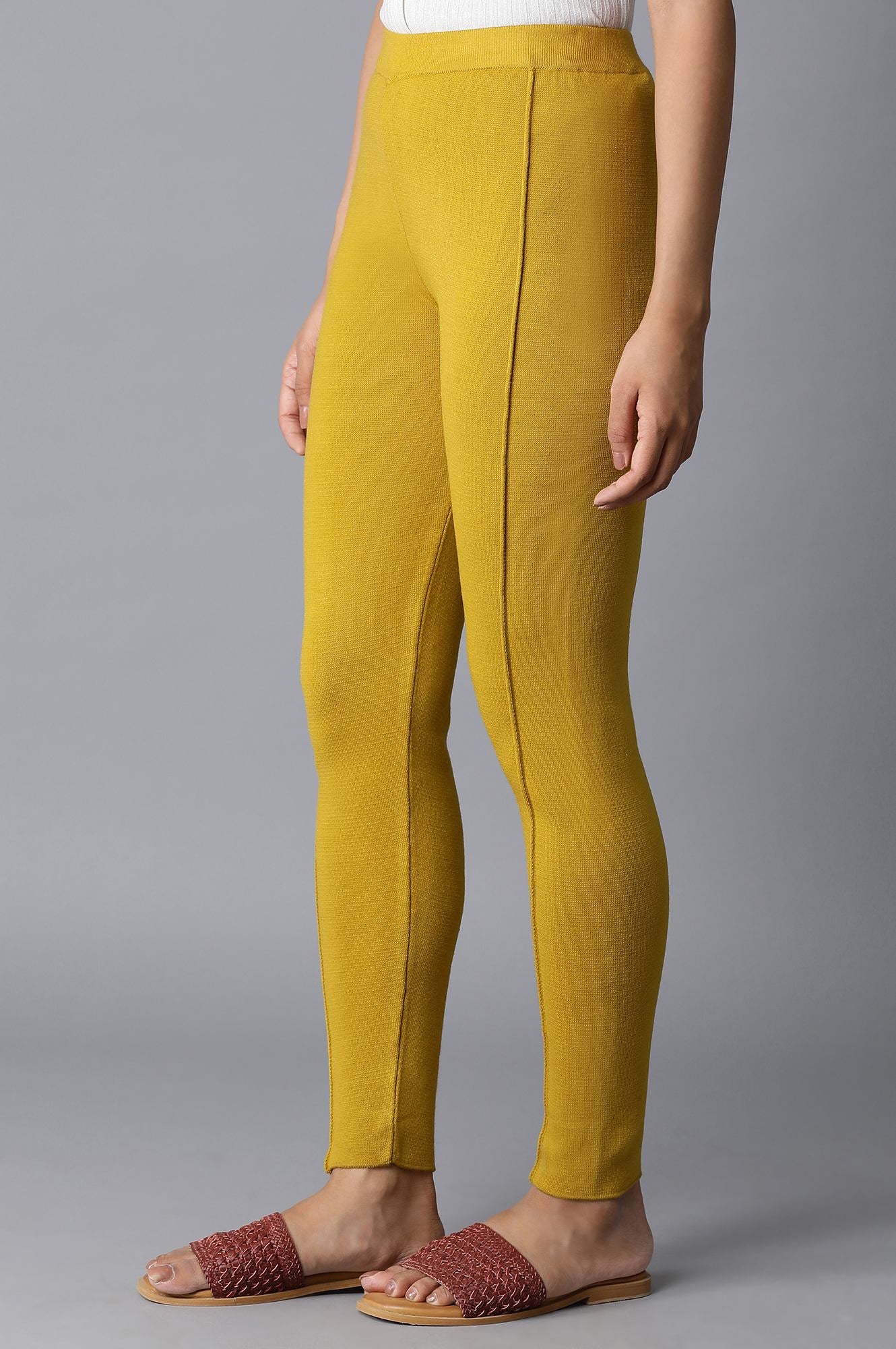 Yellow Pintuck Leggings