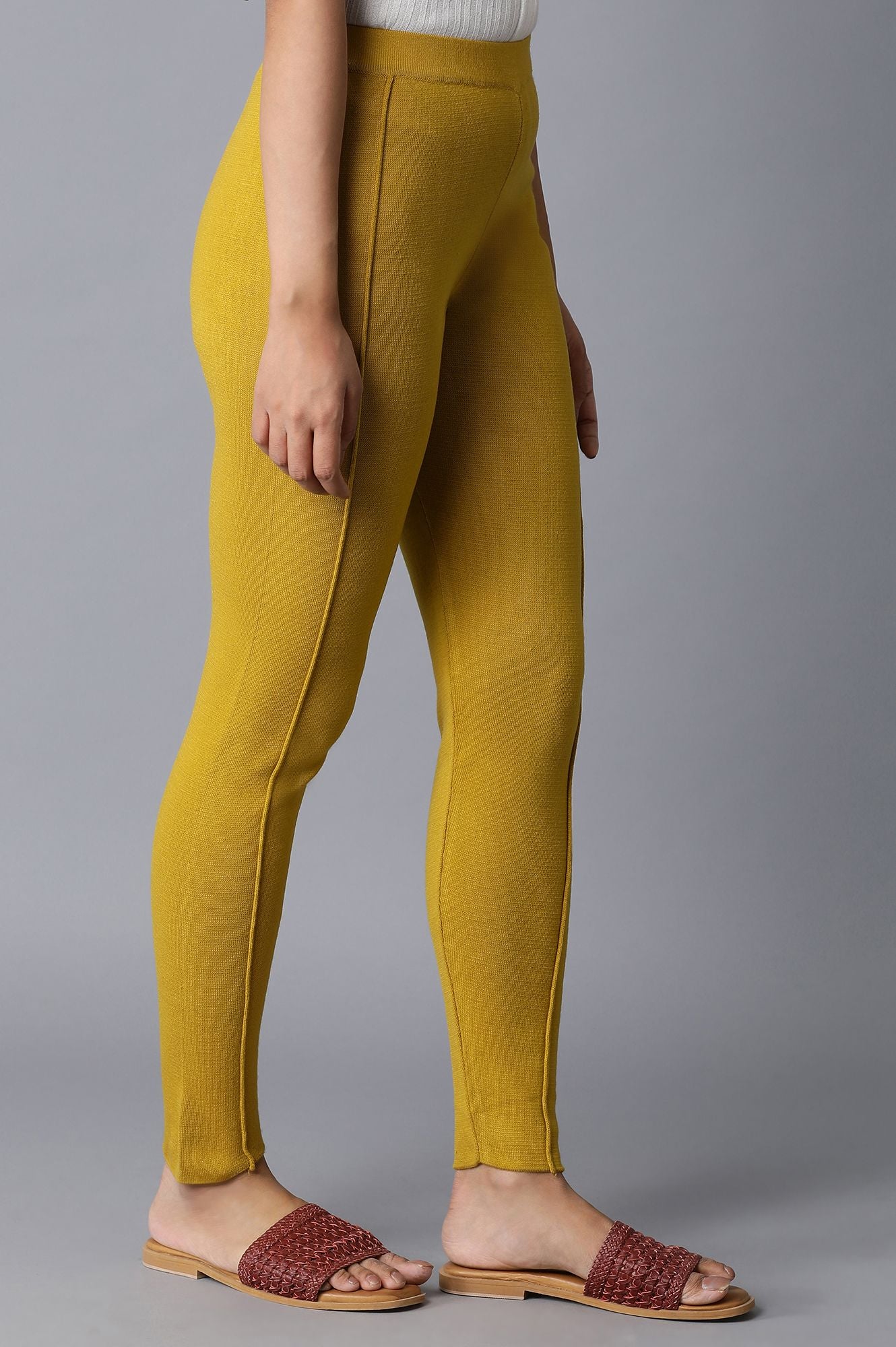 Yellow Pintuck Leggings