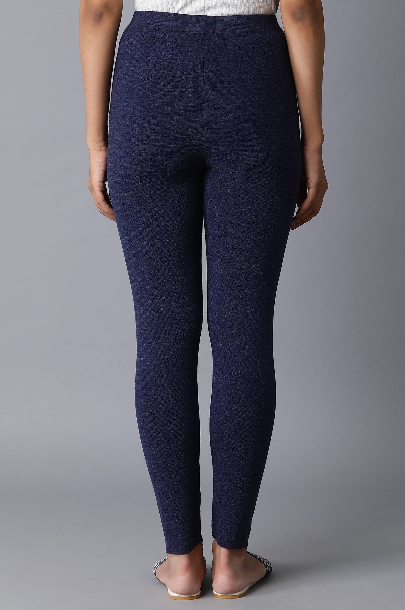 Dark Blue Pintuck Basic Leggings