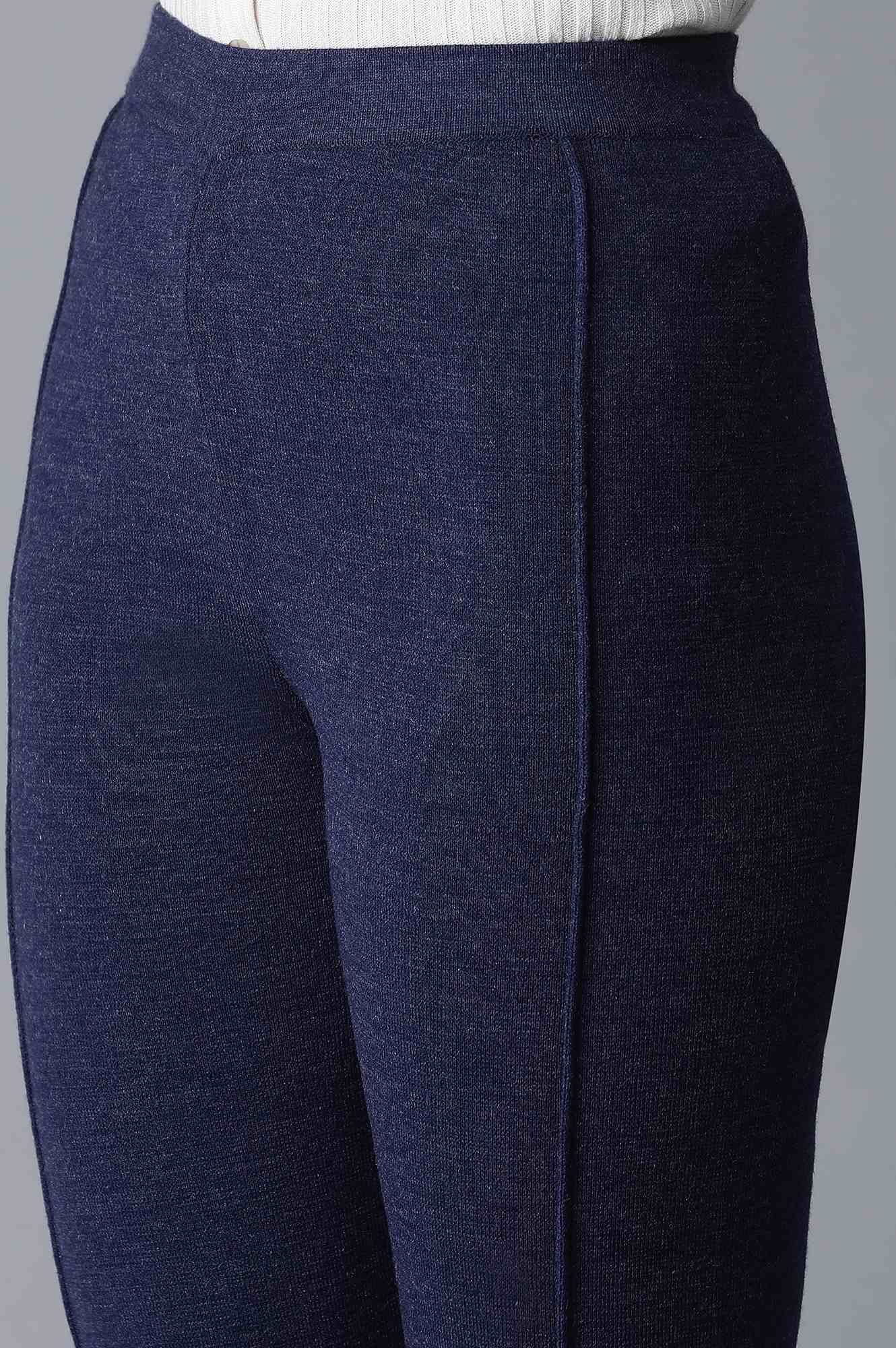 Dark Blue Pintuck Basic Leggings