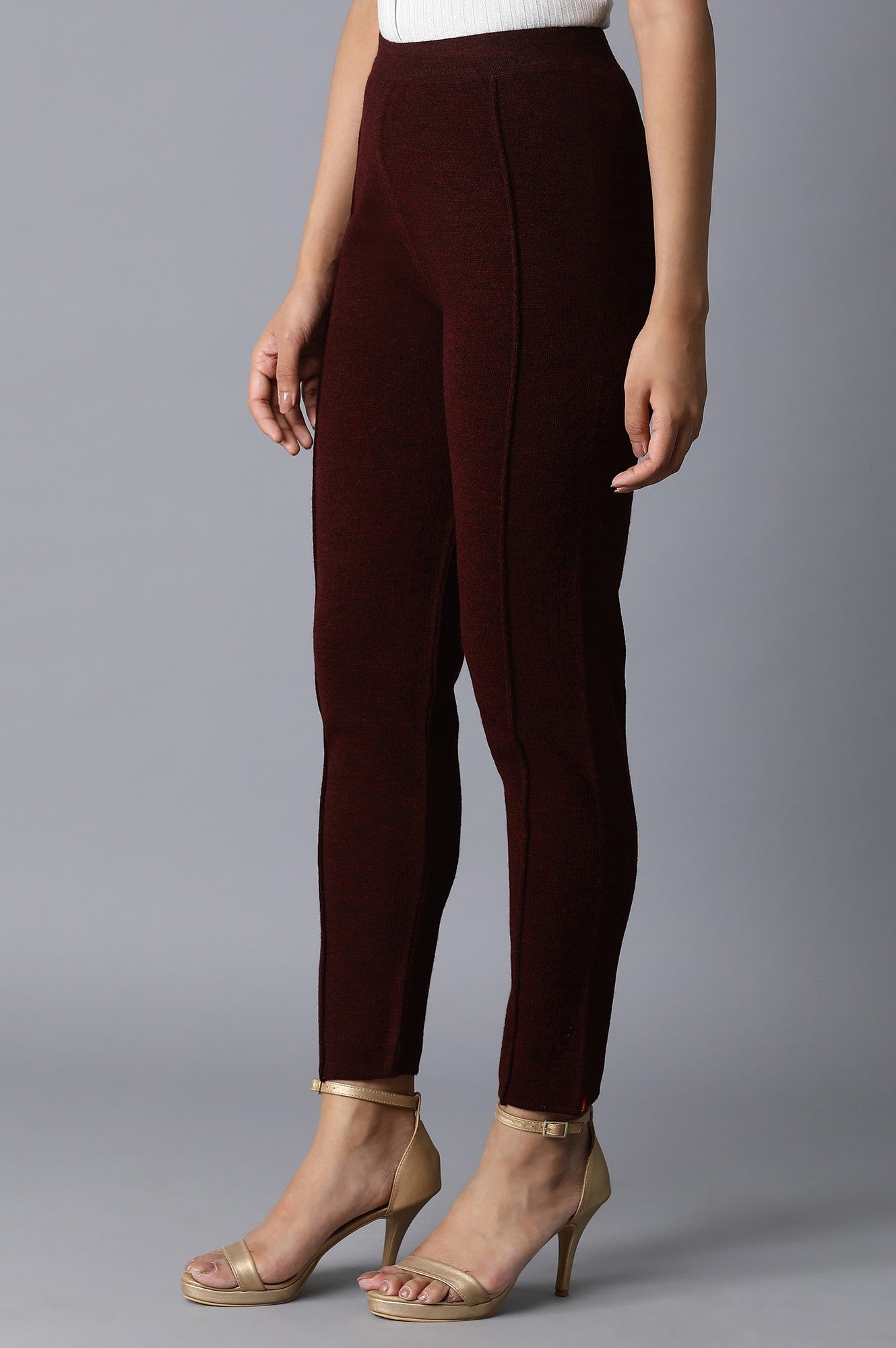 Dark Red Basic Leggings - wforwoman