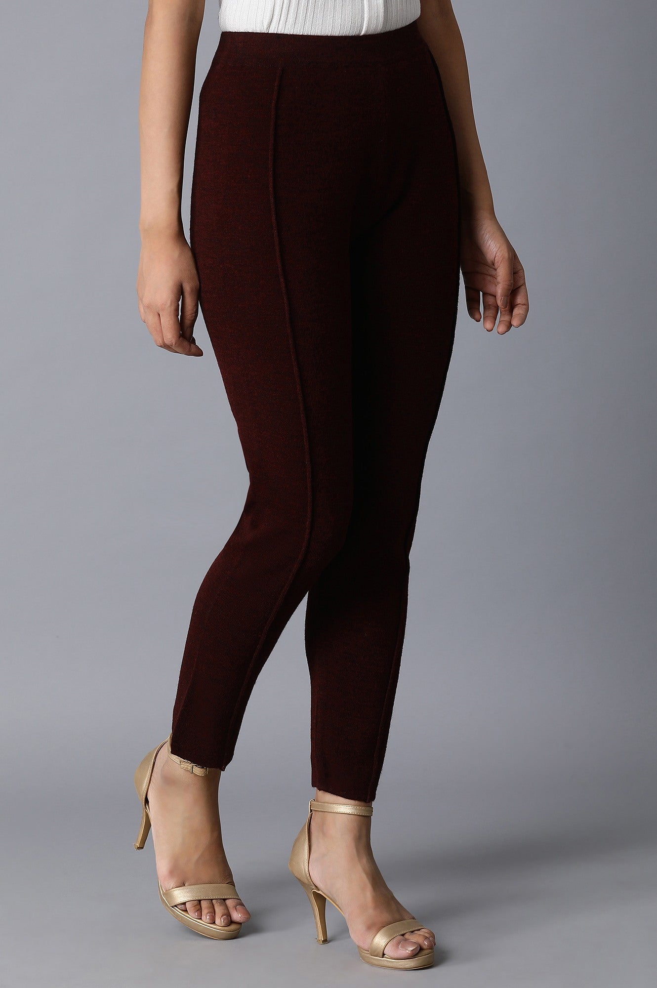 Dark Red Basic Leggings - wforwoman