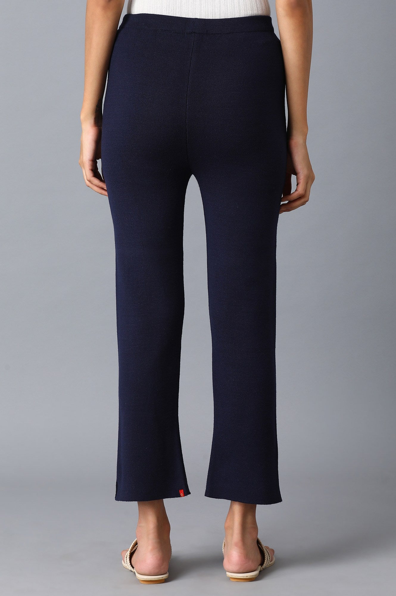 Dark Blue Solid Slim Pants