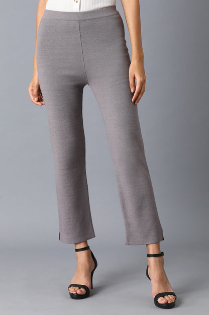 Grey Solid Slim Pants