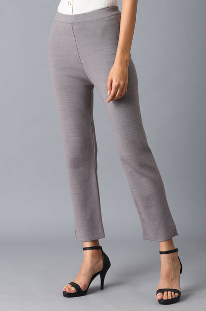 Grey Solid Slim Pants