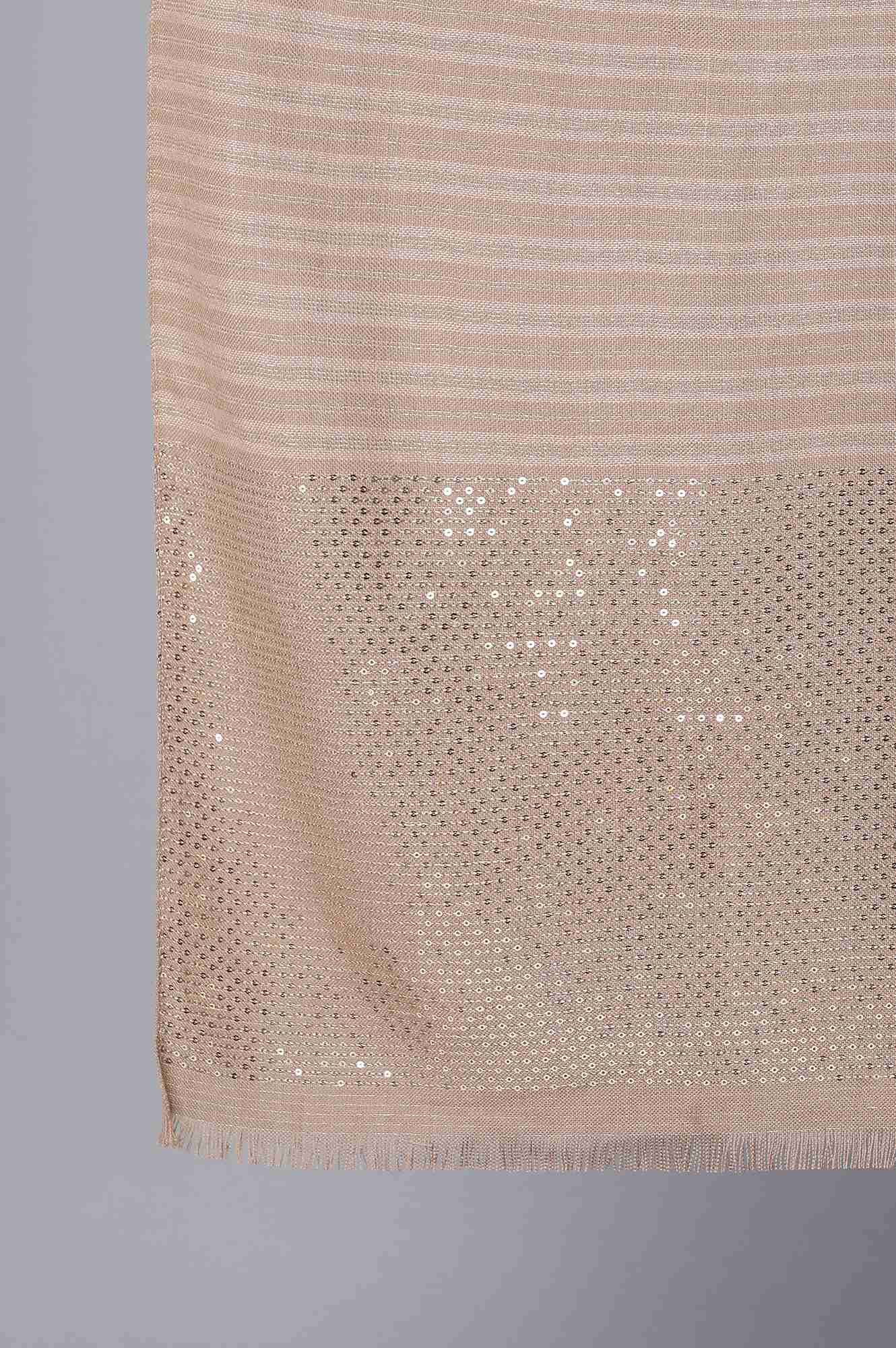 Beige Acro Wool Jacquard Shawl