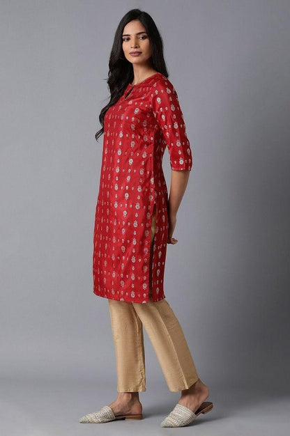 Maroon Gold Foil kurta - wforwoman