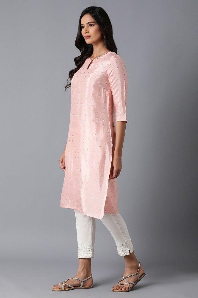 Coral Pink Straight kurta - wforwoman