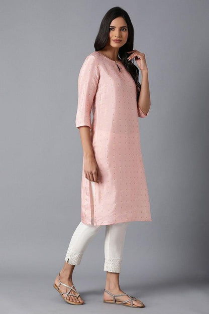 Coral Pink Straight kurta - wforwoman