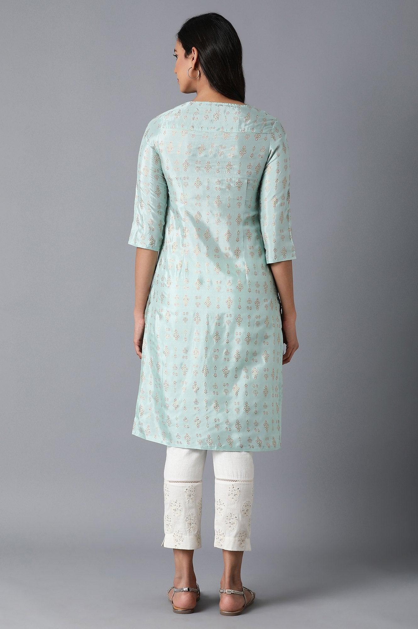 Pale Green Printed kurta - wforwoman