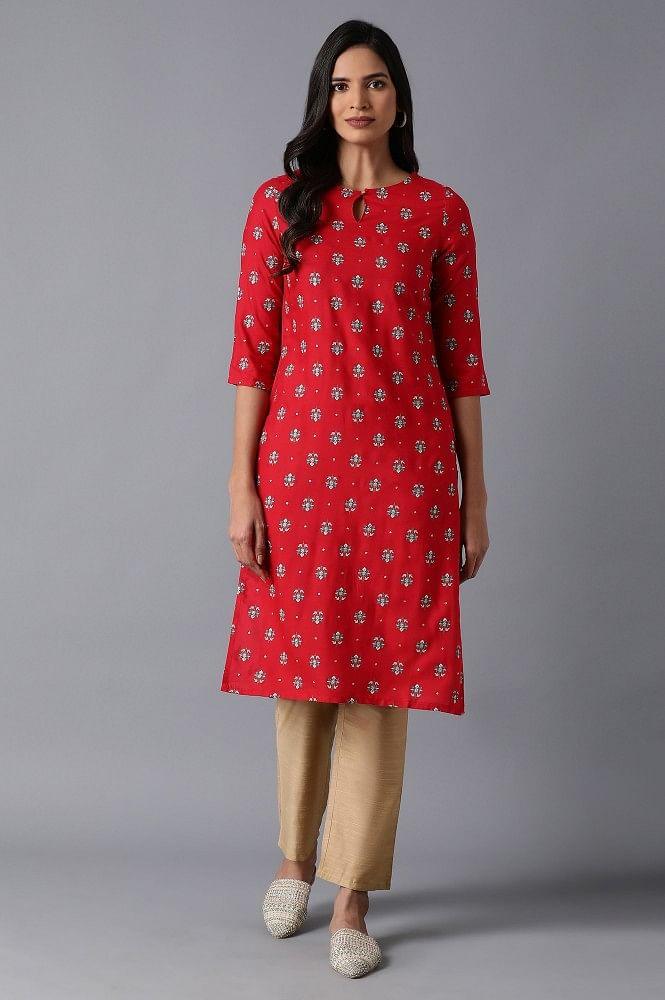 Crimson Pink Printed kurta - wforwoman