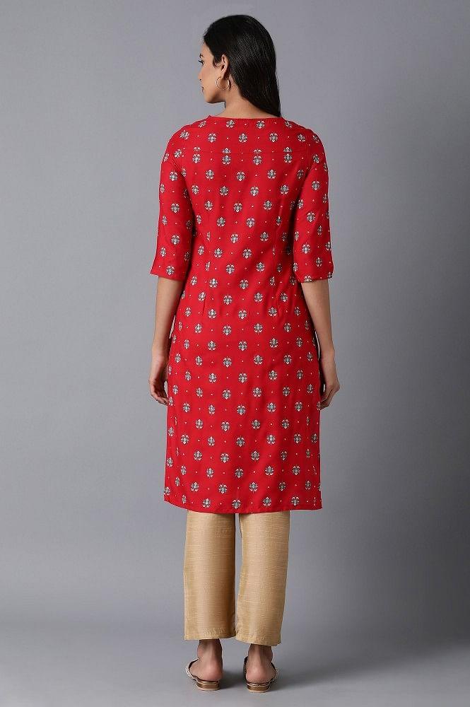 Crimson Pink Printed kurta - wforwoman