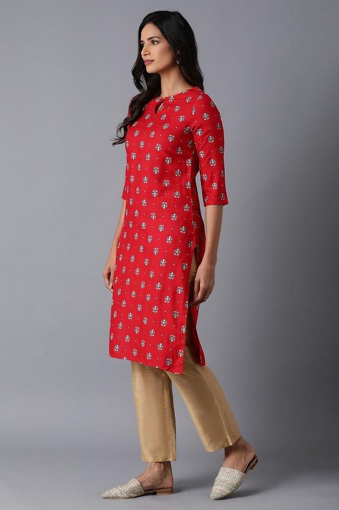 Crimson Pink Printed kurta - wforwoman